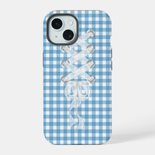 Corset Ribbon Lacing On Gingham iPhone 15 Case