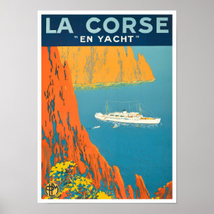 Corsica by yacht France vintage travel Poster