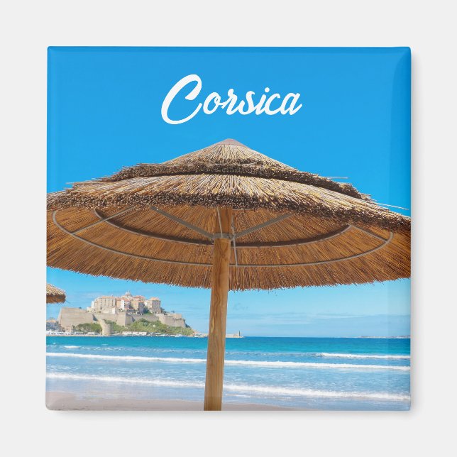 Corsica Calvi Citadel and Beach Souvenir Magnet (Front)