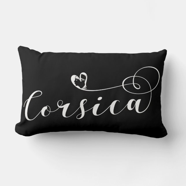 Corsica Flag Heart, Corsican, France Lumbar Cushion (Front)