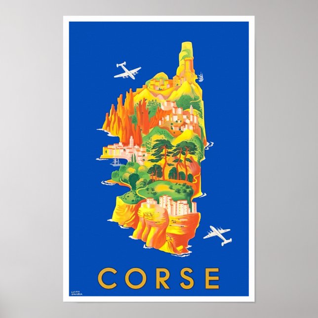 Corsica France vintage travel Poster (Front)