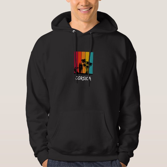 Corsica Holiday Vacation Souvenir Retro Surfing Hoodie (Front)