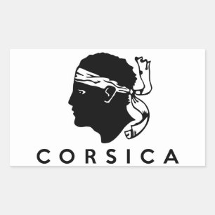 corsica region flag france country text name rectangular sticker