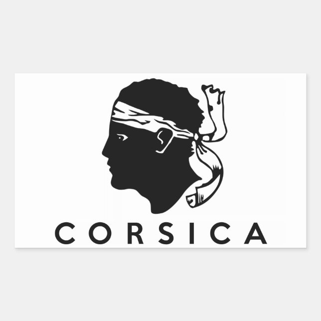 corsica region flag france country text name rectangular sticker (Front)