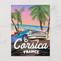 Corsica Retro car travel poster