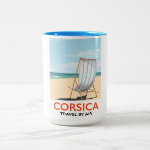 Corsica "travel by air" Vintage beach poster Two-Tone Coffee Mug