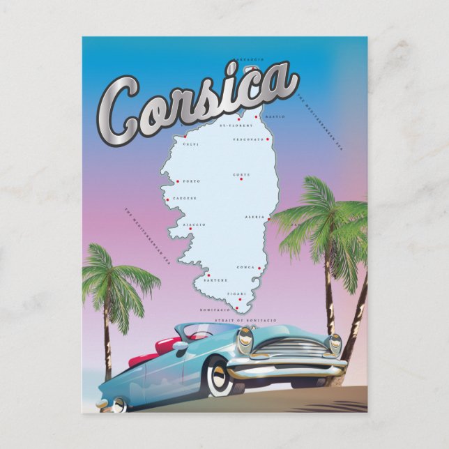 Corsica travel poster postcard (Front)