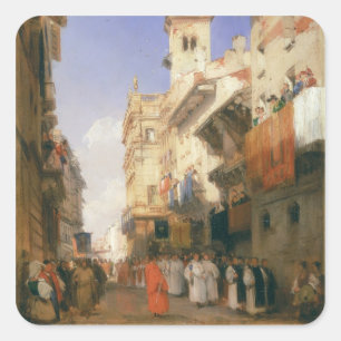 Corso Sant'Anastasia, Verona (oil on panel) Square Sticker