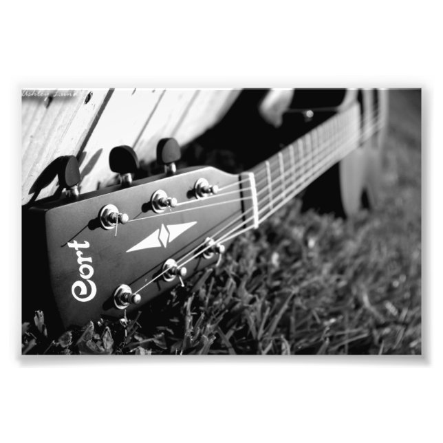 Cort Guitar Black and White Photo Print (Front)