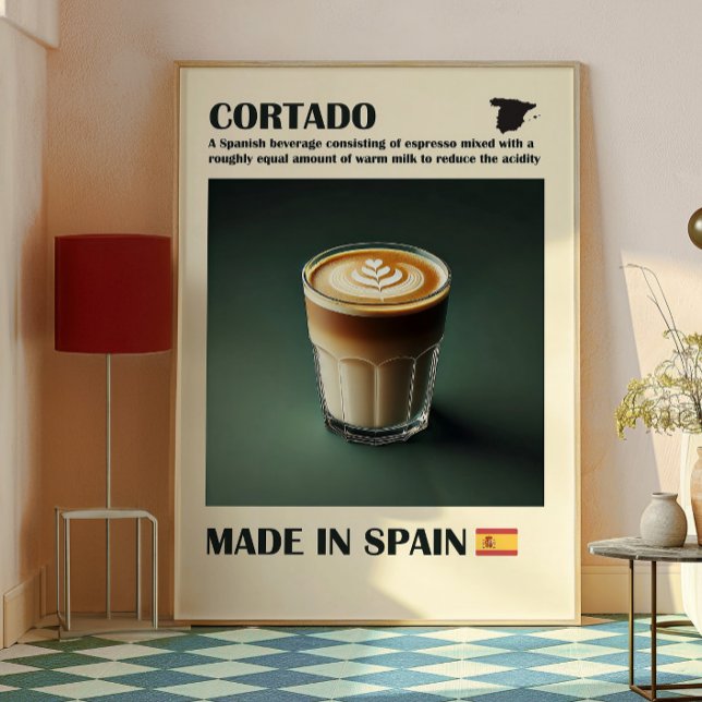 Cortado Coffee Wall Art, Spanish Espresso Drink Poster (Cortado)