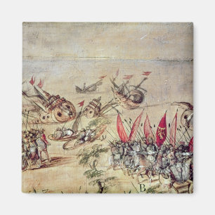 Cortes sinking his fleet off the coast of magnet