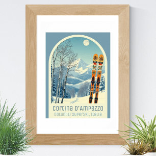 Cortina d’Ampezzo Dolomiti Superski Italy ski Poster