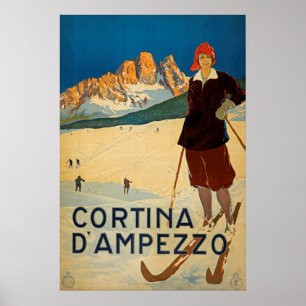 Cortina d' Ampezzo, Italy Vintage Travel Poster