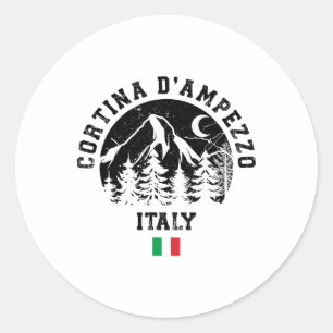 Cortina D'ampezzo Italy Alps Ski Resort Alpine Ski Classic Round Sticker