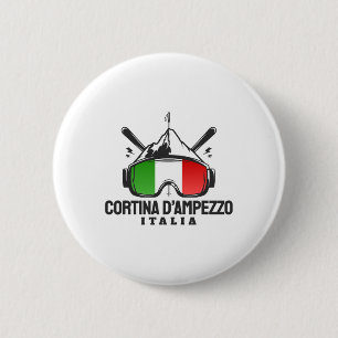 Cortina D'ampezzo Italy Retro Ski Resort Skiing 6 Cm Round Badge