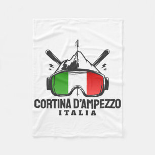 Cortina D'ampezzo Italy Retro Ski Resort Skiing  Fleece Blanket