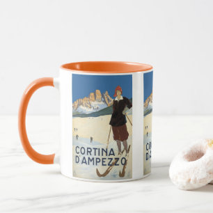 Cortina d'Ampezzo, Italy, Vintage Travel Ski Alps Mug