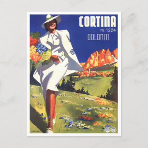 Cortina Dolomites Italy vintage travel Postcard