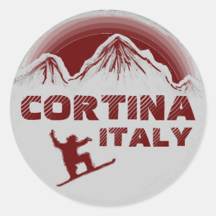 Cortina Italy red snowboard art stickers