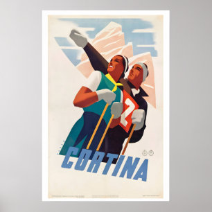 Cortina, Italy - Vintage Sport Poster from 1938