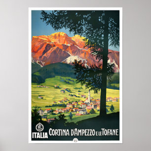 Cortina Italy vintage travel Poster
