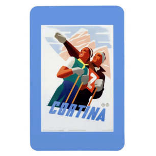 Cortina Vintage Italian travel ski winter sport Magnet