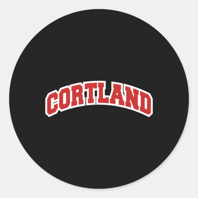Cortland New York Varsity Style Classic Round Sticker (Front)