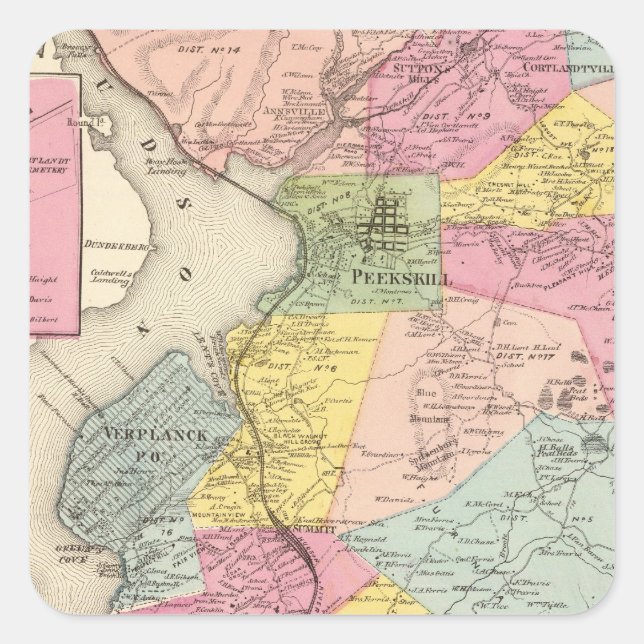 Cortlandt,Town Square Sticker (Front)