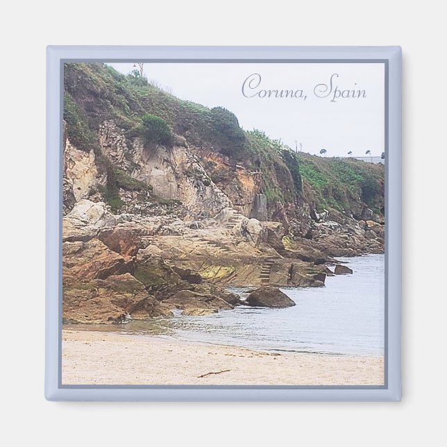 Coruna, Spain | Sandy Bay Ocean Inlet Magnet (Front)