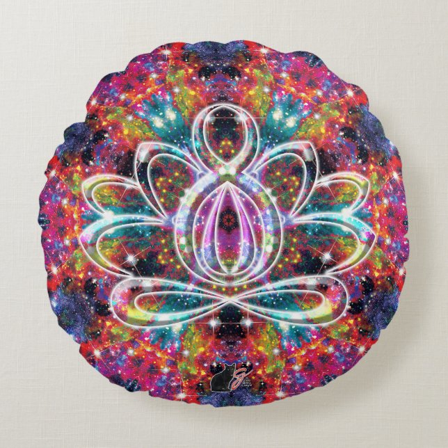 Coruscation Zen Lotus Round Pillow (Front)