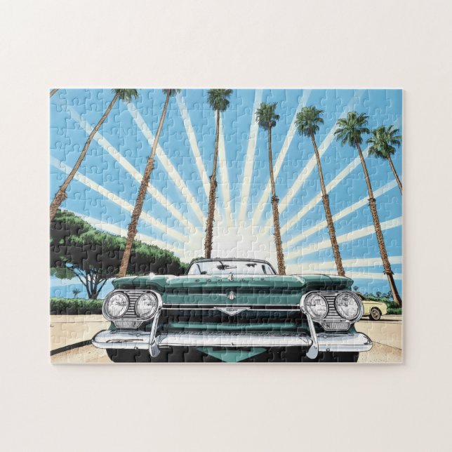 Corvair Pop Art Palm Tree Jigsaw Puzzle (Horizontal)