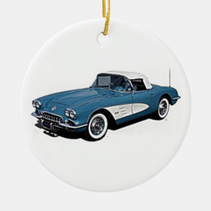 CORVET/MERRY CHRISTMAS ON BACK CERAMIC ORNAMENT