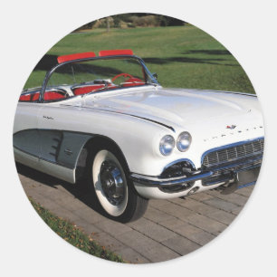 Corvette antique cars classic autos vintage cars round sticker