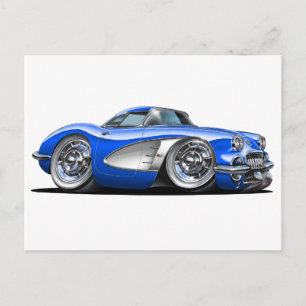 Corvette Blue Car Postcard