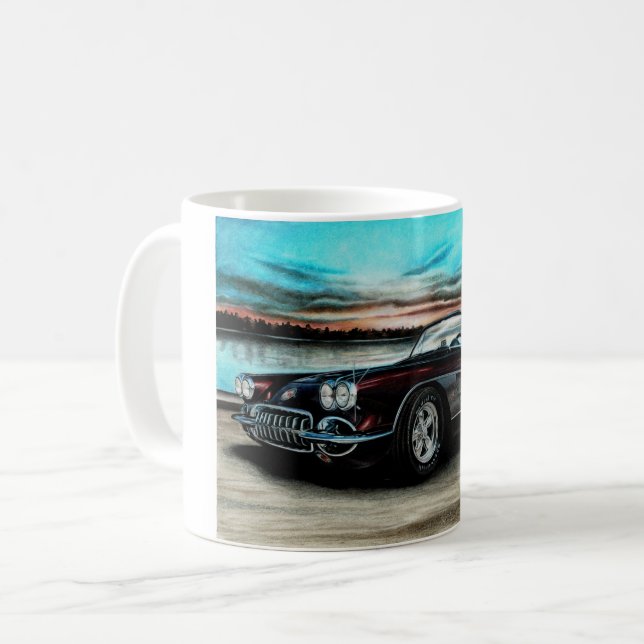 Corvette C1 Mug, Black Cherry Vette. Coffee Mug (Front Left)