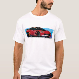 Corvette C7 Red Sportscar with Blue Stripe T-Shirt