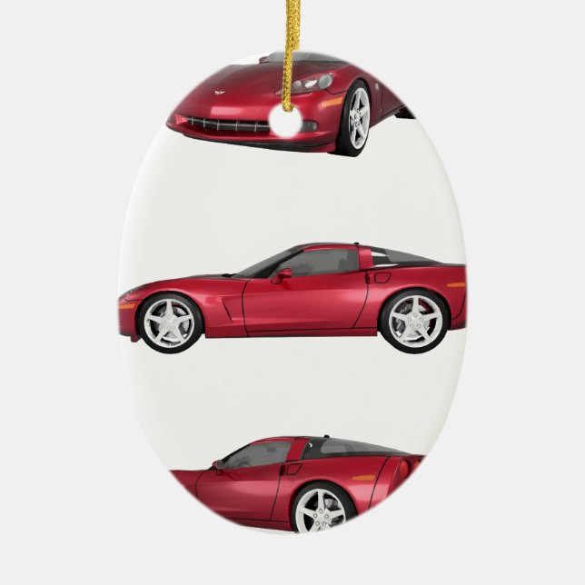 Corvette: Candy Apple Finish Ceramic Ornament (Front)