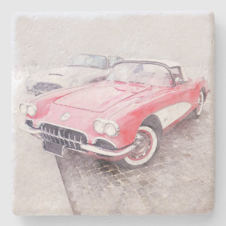 Corvette Digital Painting Stone Coaster