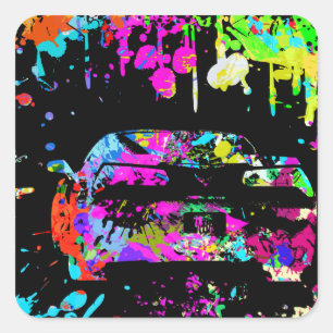 Corvette Paint Splatter Graffiti Effect Square Sticker