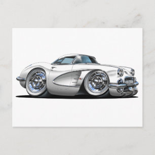 Corvette White Car Postcard
