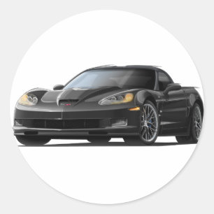 Corvette ZR1 Black Car Classic Round Sticker