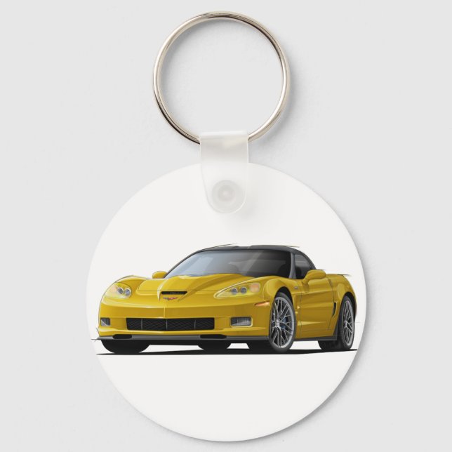 Corvette ZR1 Yellow Car Key Ring (Front)
