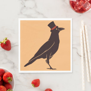 Corvids - Tophat Blackbird Raven Napkin