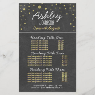 Cosemtologist Chalkboard Services and Pricing