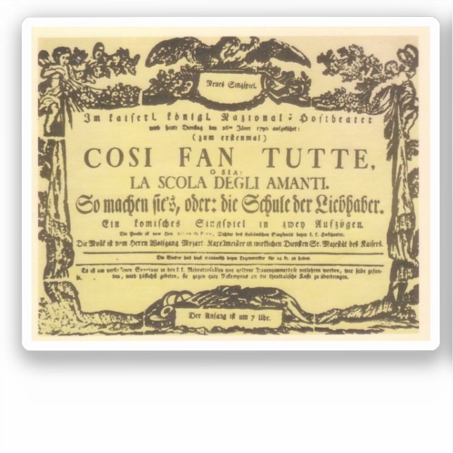 Così Fan Tutte Playbill (Mozart) (Front)