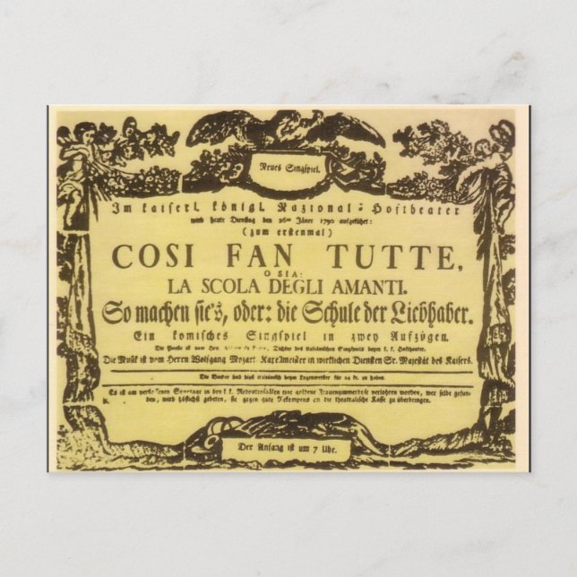 Così Fan Tutte Playbill (Mozart) Postcard (Front)