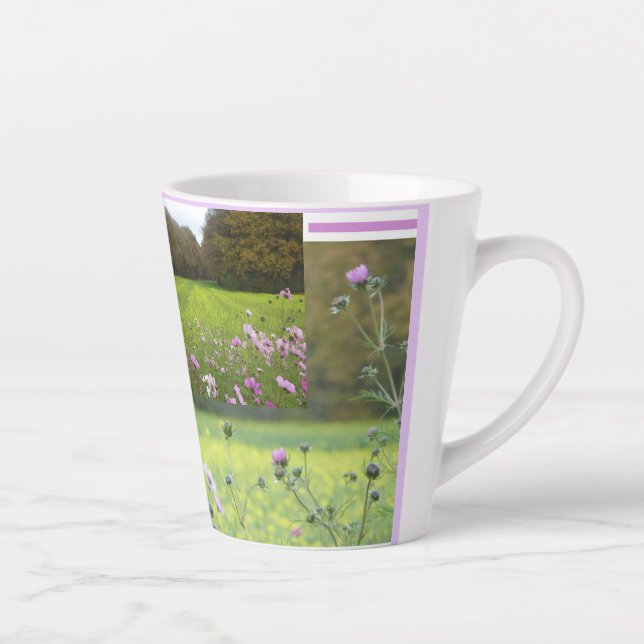 Cosmea & Rapeseed Field Collage Latte Mug (Right)