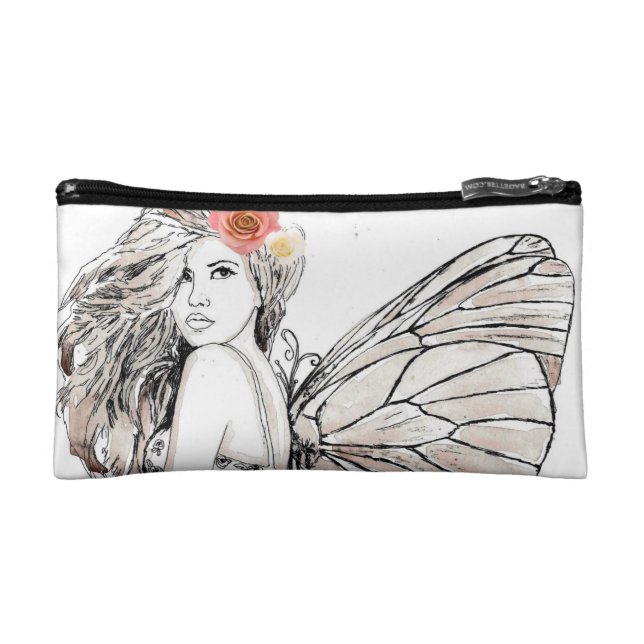 Cosmetic Bag - Small Shadow Fairy w/ Flowers (Front)