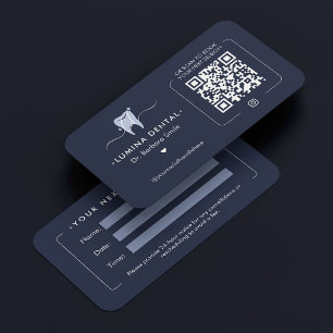 Cosmetic Dentist Dark Navy Blue Dental Clinic  Appointment Card