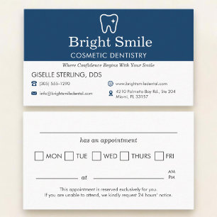 Cosmetic Dentistry Office Appointment Reminder   Business Card